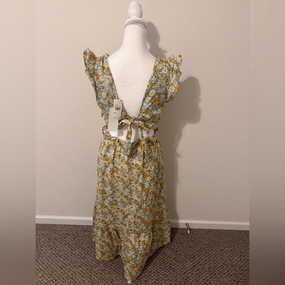 Lush Yellow and Green Floral Midi Dress Size large - Picture 3 of 7